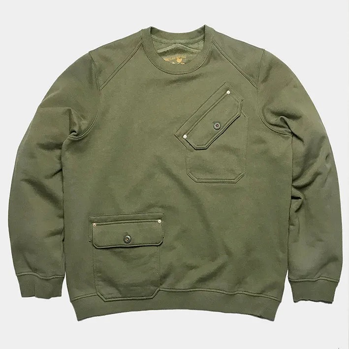 BZEN UNARMY - M.3223 TATE RELAX FIT CREWNECK KNIT TOP- ARMY GREEN sold by Bzen