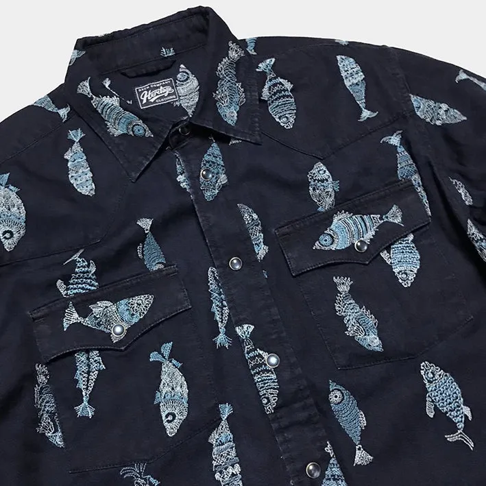 BZEN M.3239-JESSE-FISHES REGULAR FIT WESTERN SHIRT-5.25oz - DARK LAKE sold by Bzen product image thumbnail 4