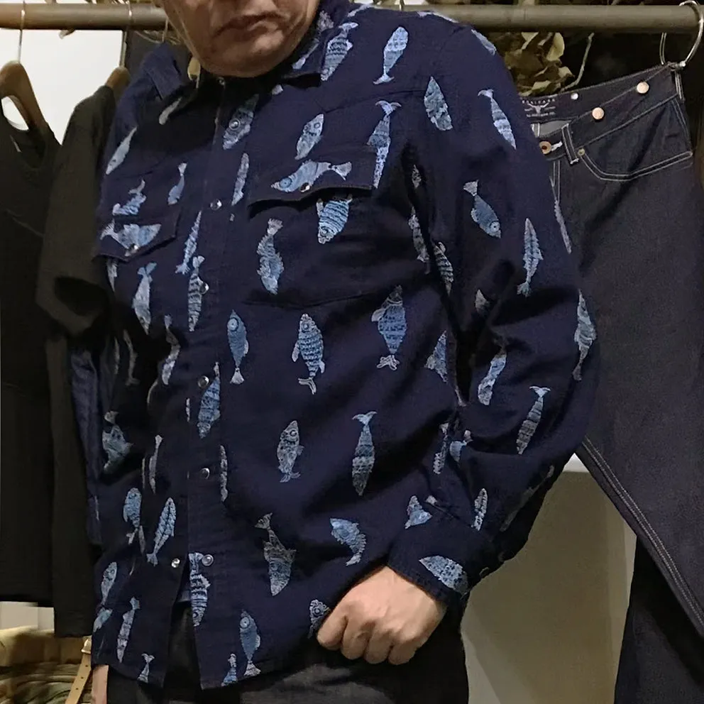 BZEN M.3239-JESSE-FISHES REGULAR FIT WESTERN SHIRT-5.25oz - DARK LAKE sold by Bzen product image thumbnail 2