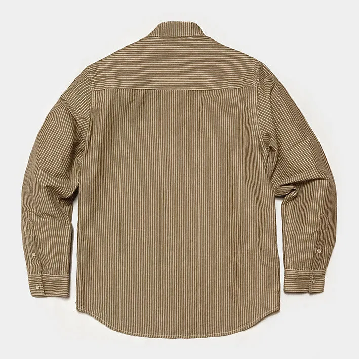 BZEN M.3239-WYATT REGULAR FIT MANDARIN COLLAR HICKORY SHIRT-BROWN sold by Bzen product image thumbnail 3