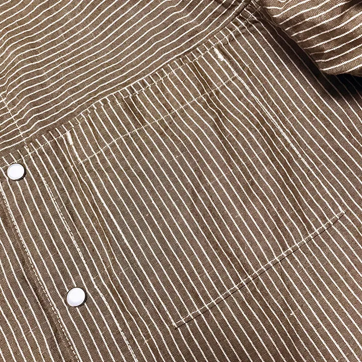 BZEN M.3239-WYATT REGULAR FIT MANDARIN COLLAR HICKORY SHIRT-BROWN sold by Bzen product image thumbnail 5