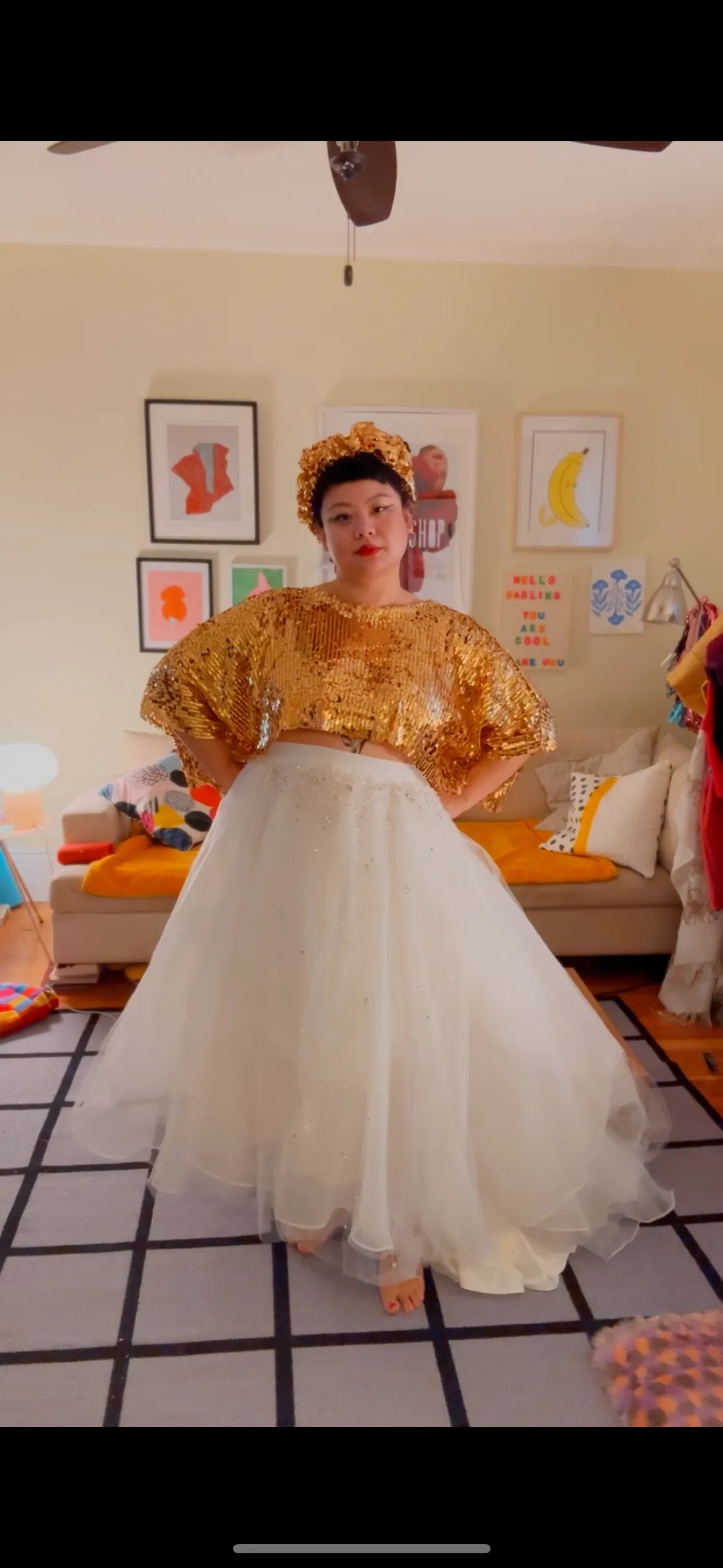 Golden Dragon Sequin Crop sold by Hello Darling