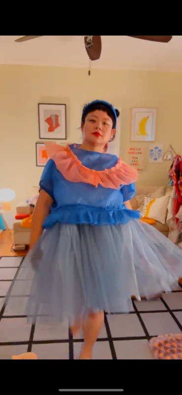 Blue Pierrot Organza Top sold by Hello Darling