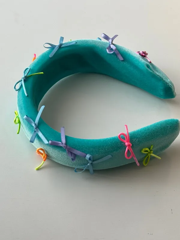 Aquamarine Beau Bow Headband sold by Hello Darling