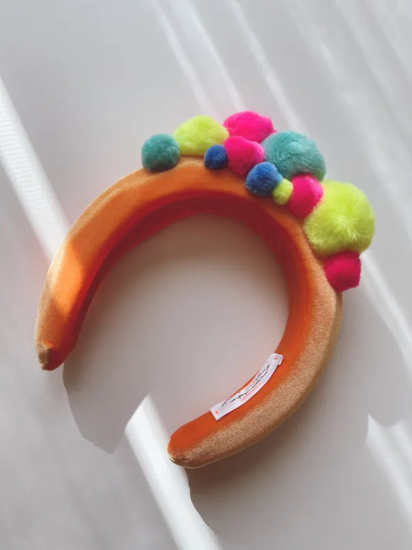 Creamsicle Fiesta Pom Party Headband sold by Hello Darling