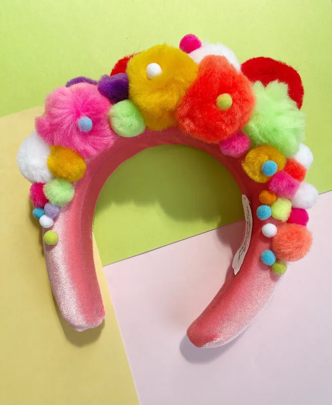 Tuesday’s Girl Pom Statement Headband, one of a kind sold by Hello Darling