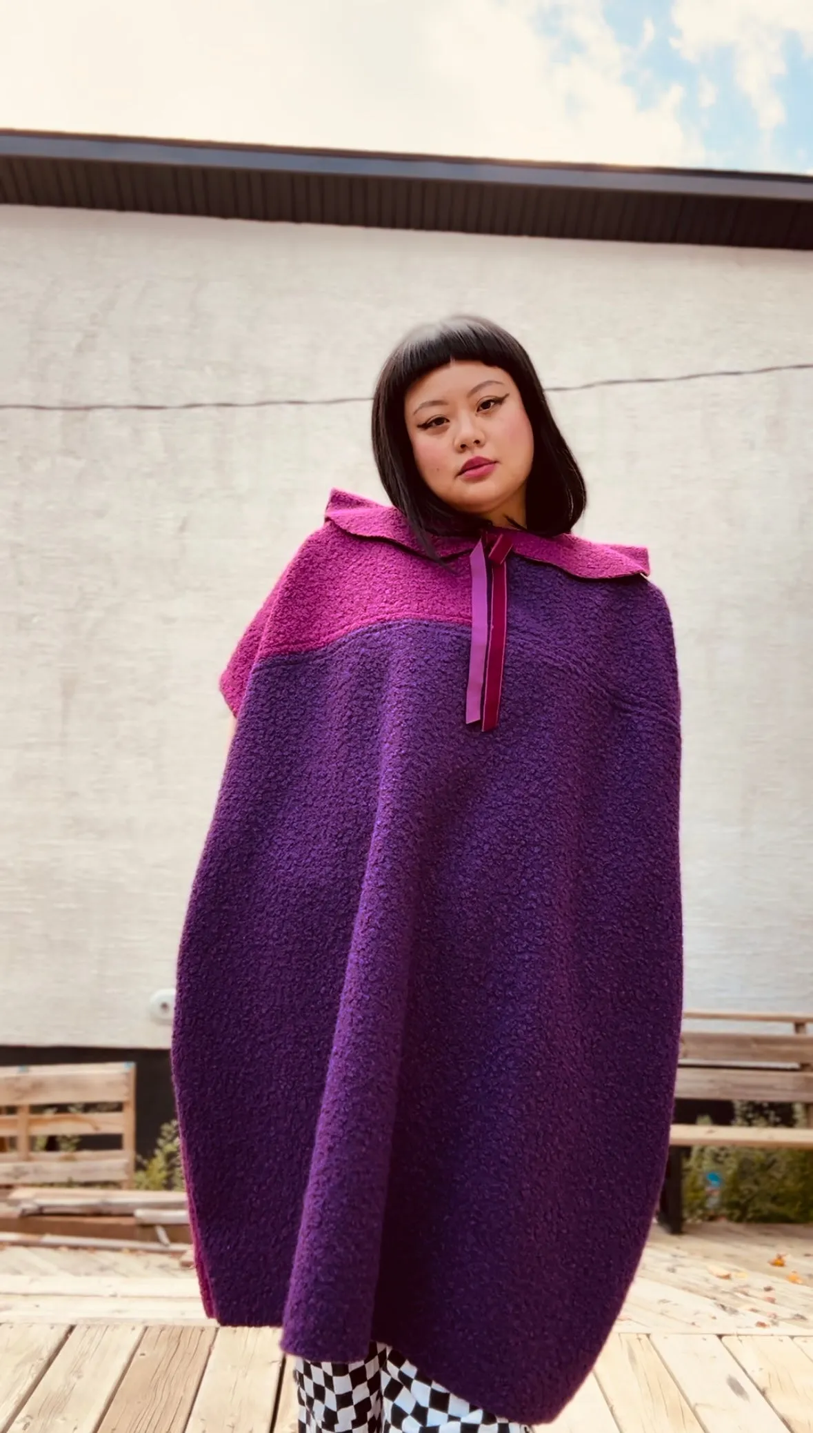 Purple Power Colour Block Boucle Dress sold by Hello Darling