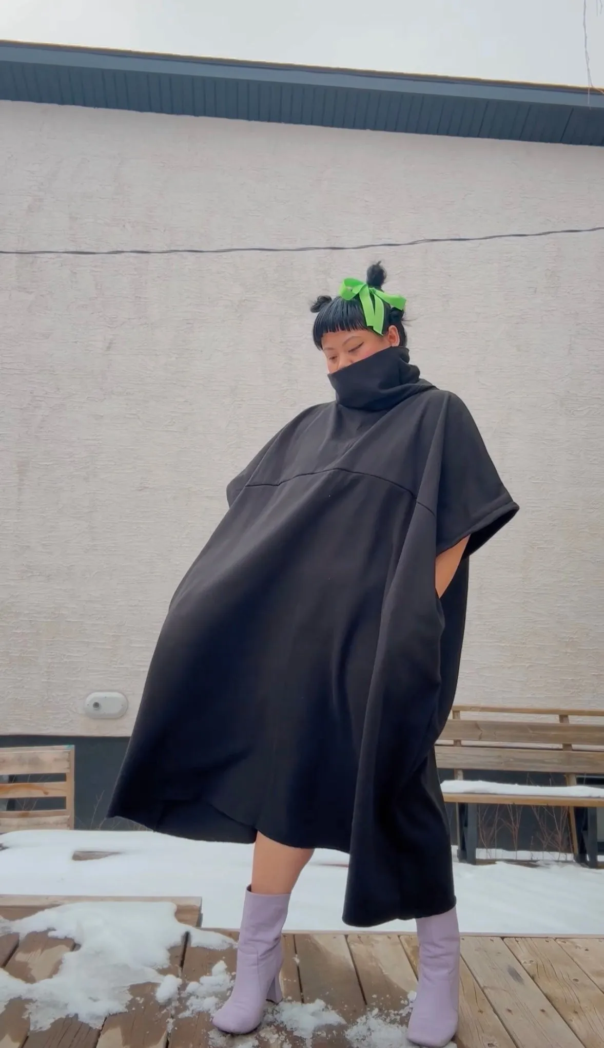 The Long Sweat Dress in Black sold by Hello Darling