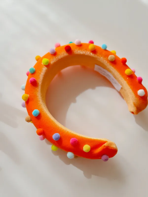Creamsicle Candy Pom Headband sold by Hello Darling