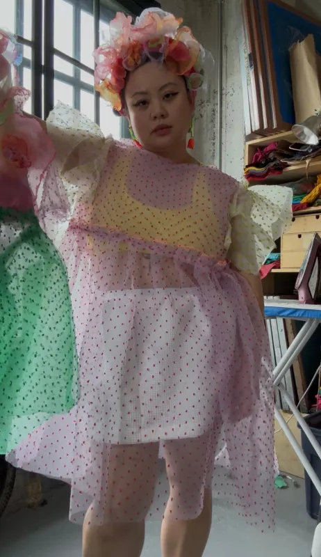 Red dot Green dot Organza Floaty Dress sold by Hello Darling