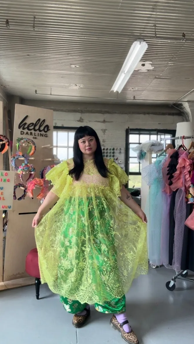 Preorder the Citrus Chartreuse Lace Dress sold by Hello Darling product image thumbnail 2