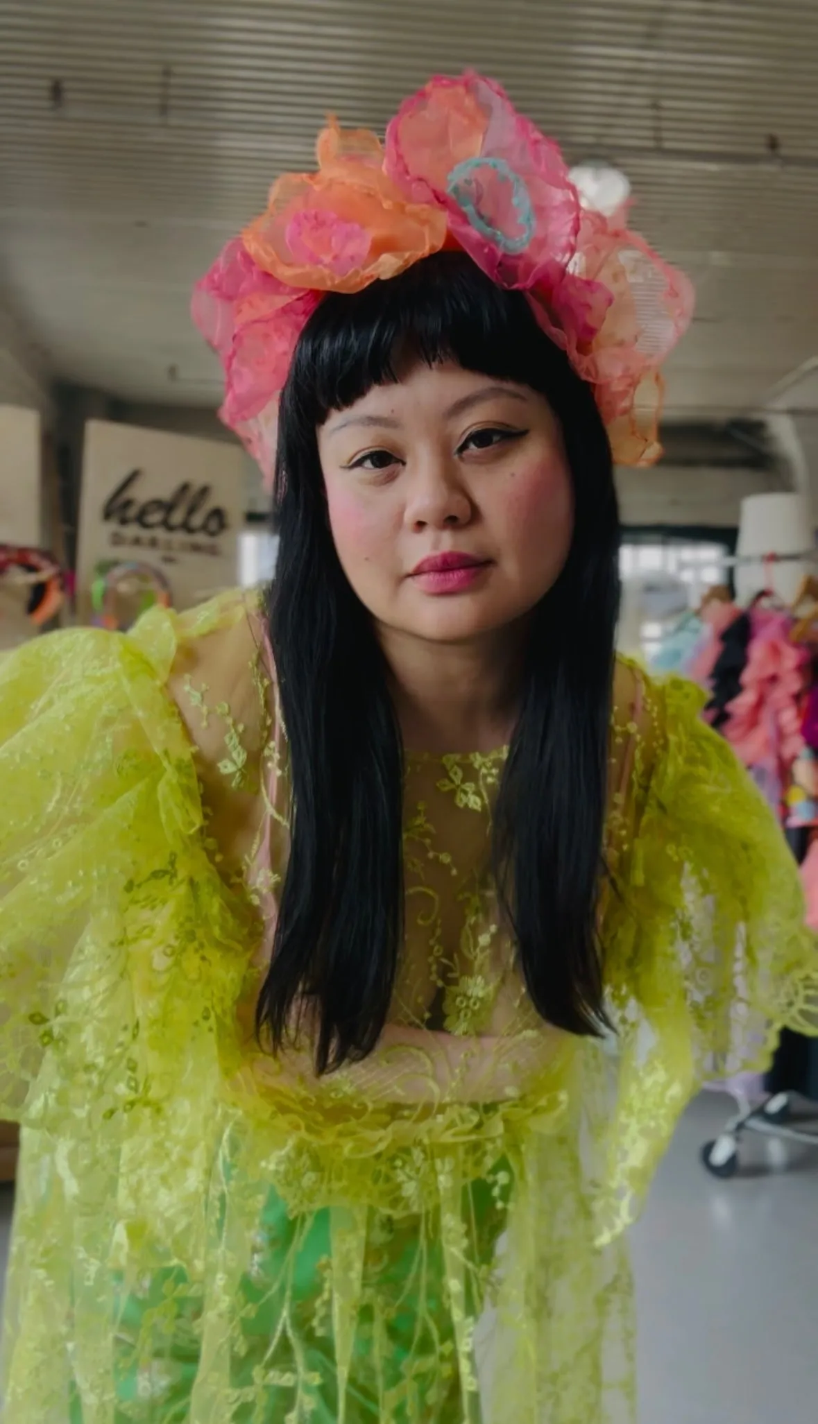 Preorder the Citrus Chartreuse Lace Dress sold by Hello Darling product image thumbnail 4