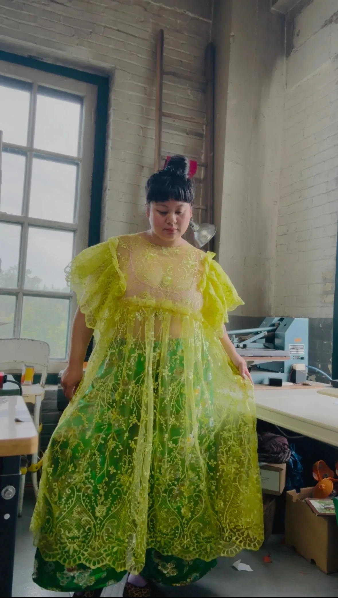 Preorder the Citrus Chartreuse Lace Dress sold by Hello Darling product image thumbnail 3