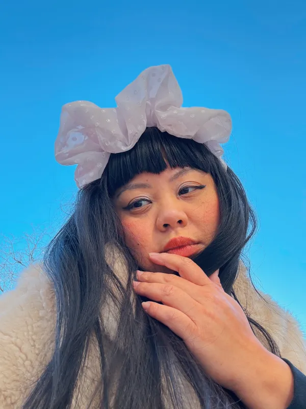 Polka Dot Flower Chiffon Headband sold by Hello Darling