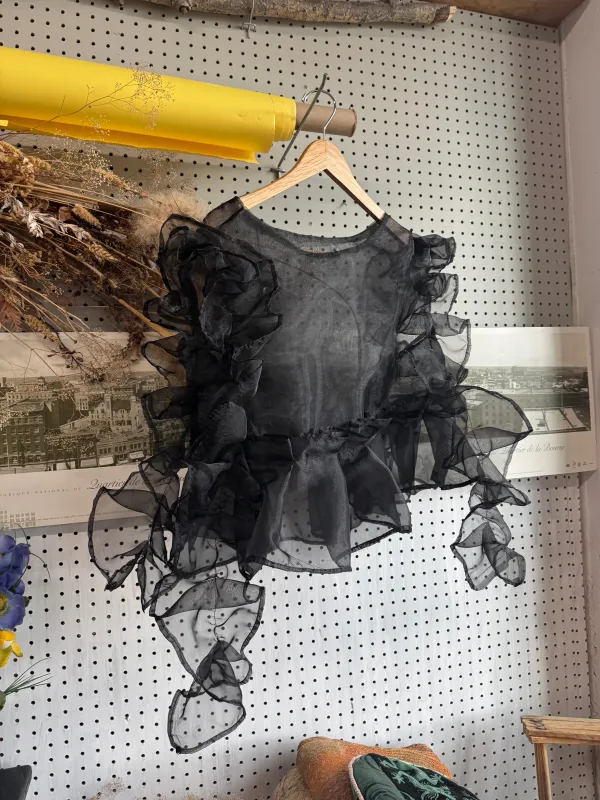 PREORDER Black Swan Ruffle Organza Top: TYPE B made by Hello Darling
