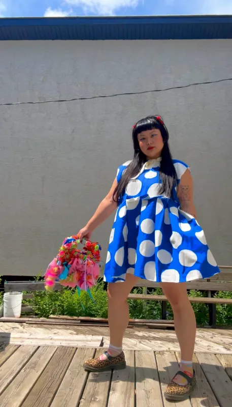 Shortie Blue Dot Dress made by Hello Darling