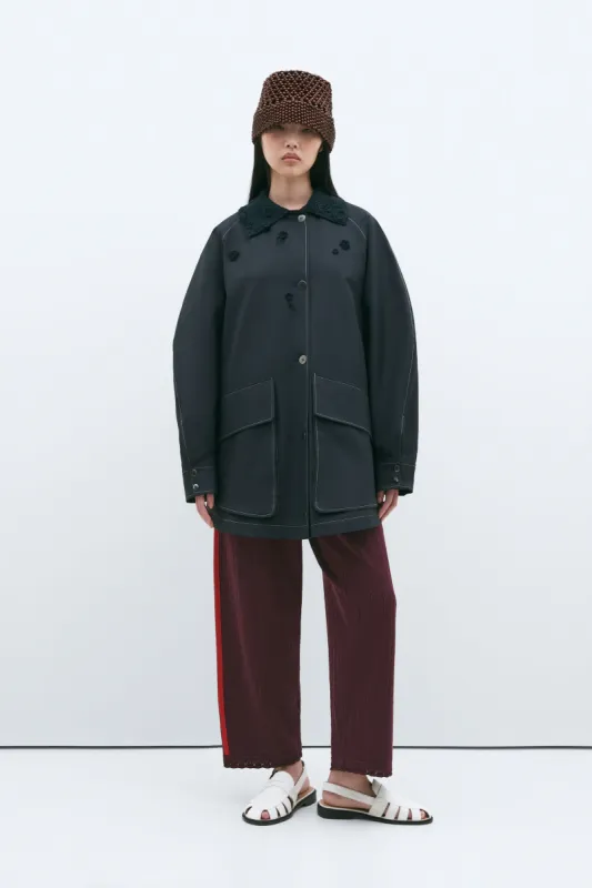 SHORT TRENCH FLOWERS CROCHET NAVY sold by Cordera