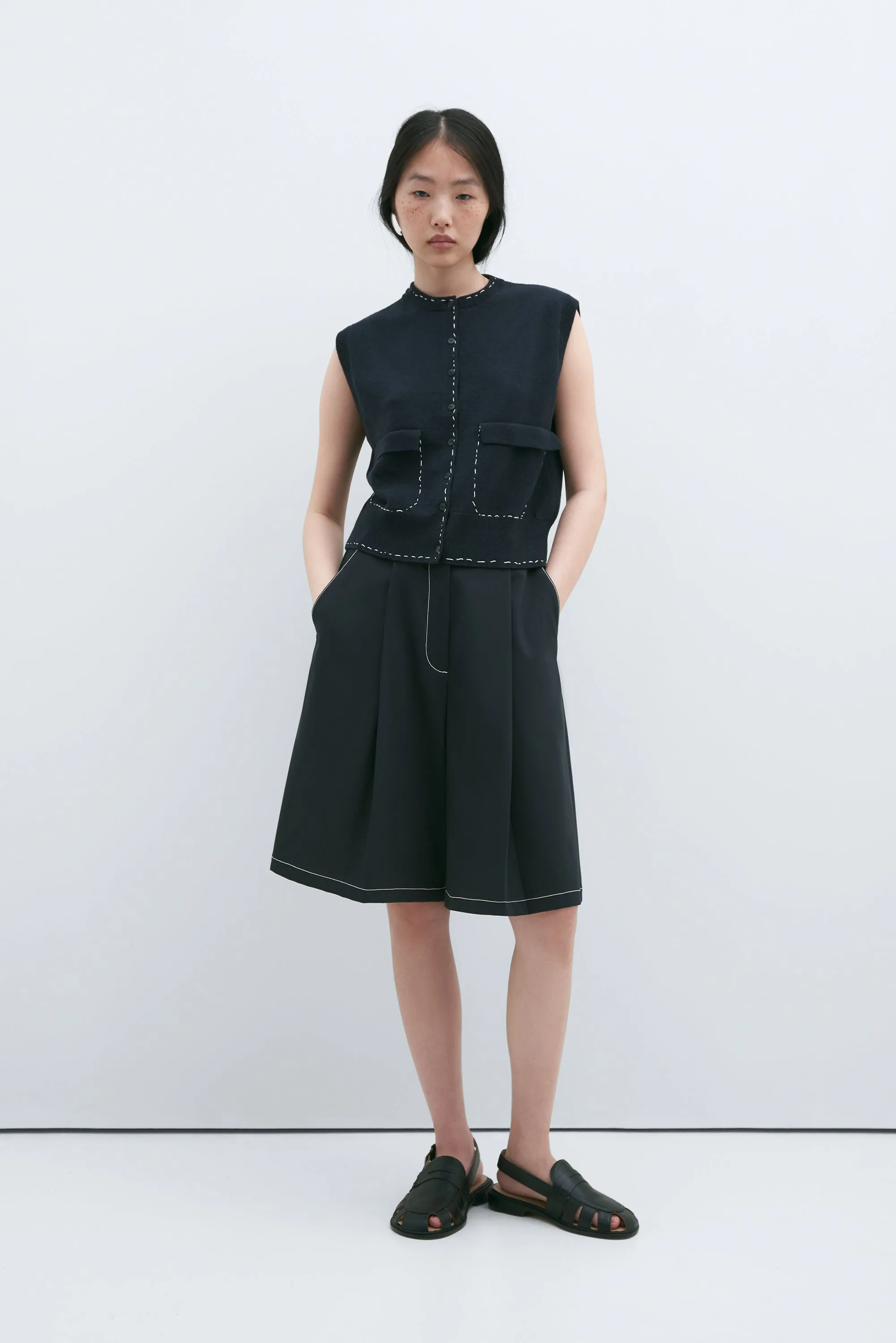 MERINO WOOL STITCHED WAISTCOAT NAVY sold by Cordera product image thumbnail 2