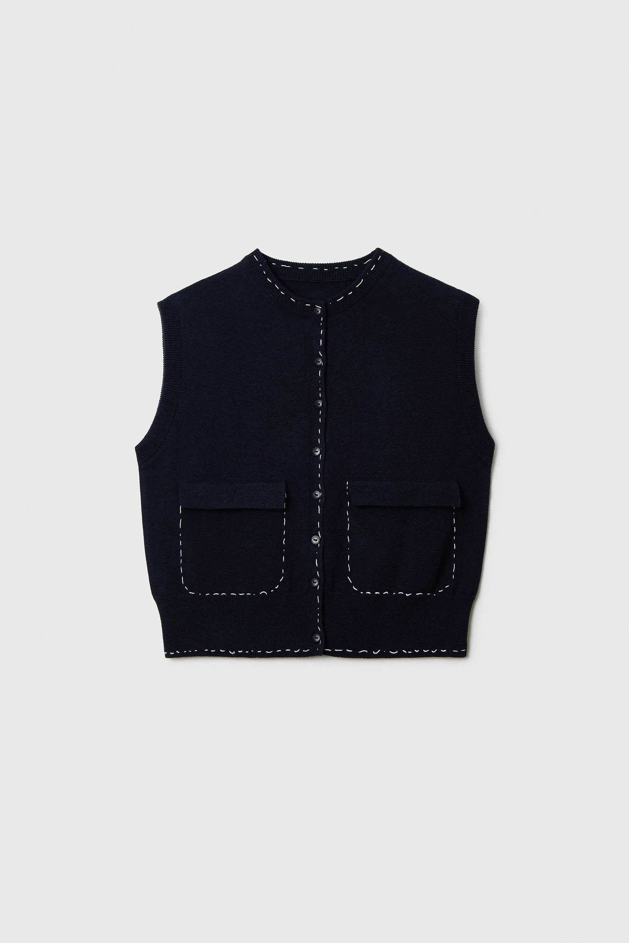 MERINO WOOL STITCHED WAISTCOAT NAVY sold by Cordera product image thumbnail 5