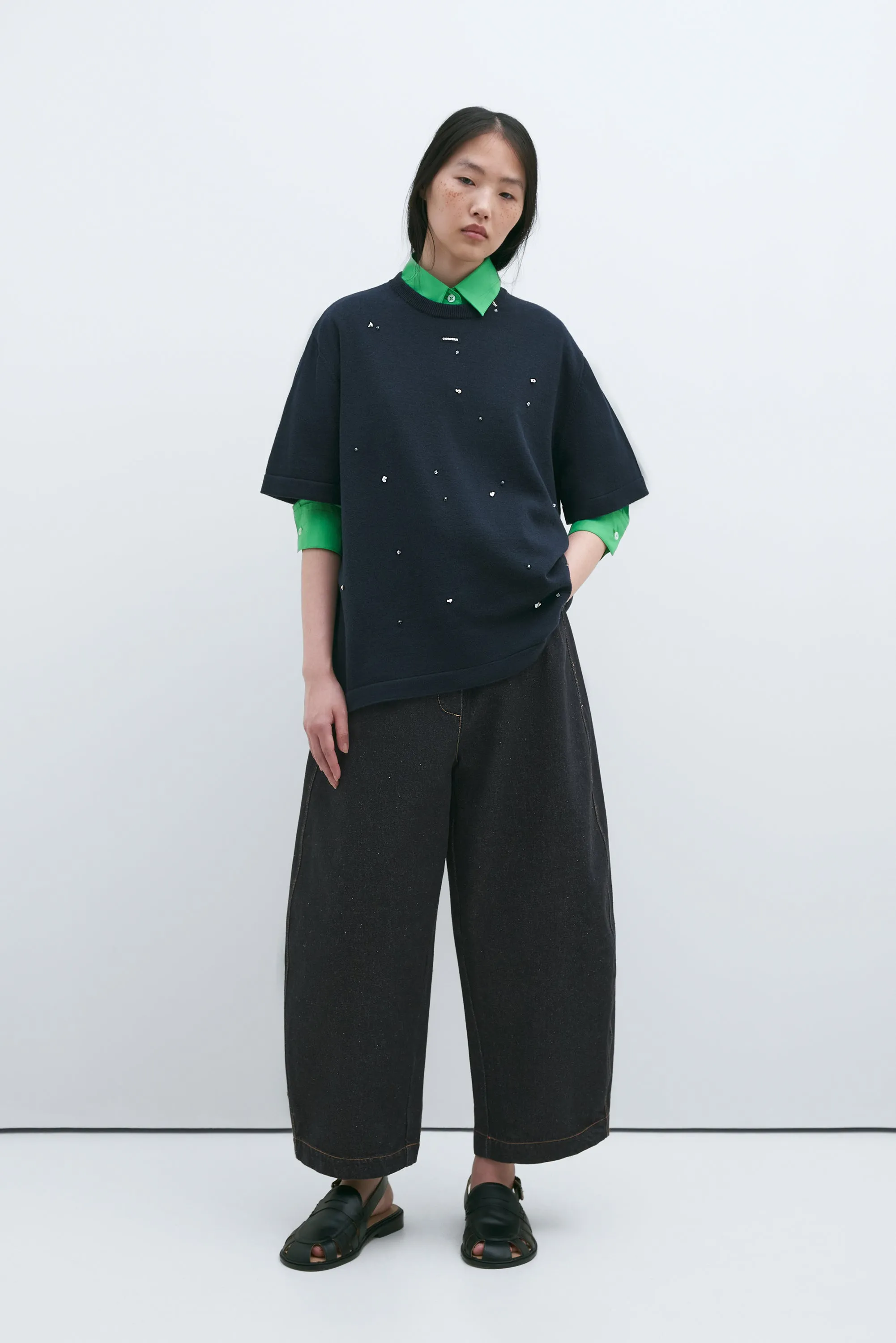 MERINO WOOL BEADED T-SHIRT NAVY sold by Cordera product image thumbnail 2