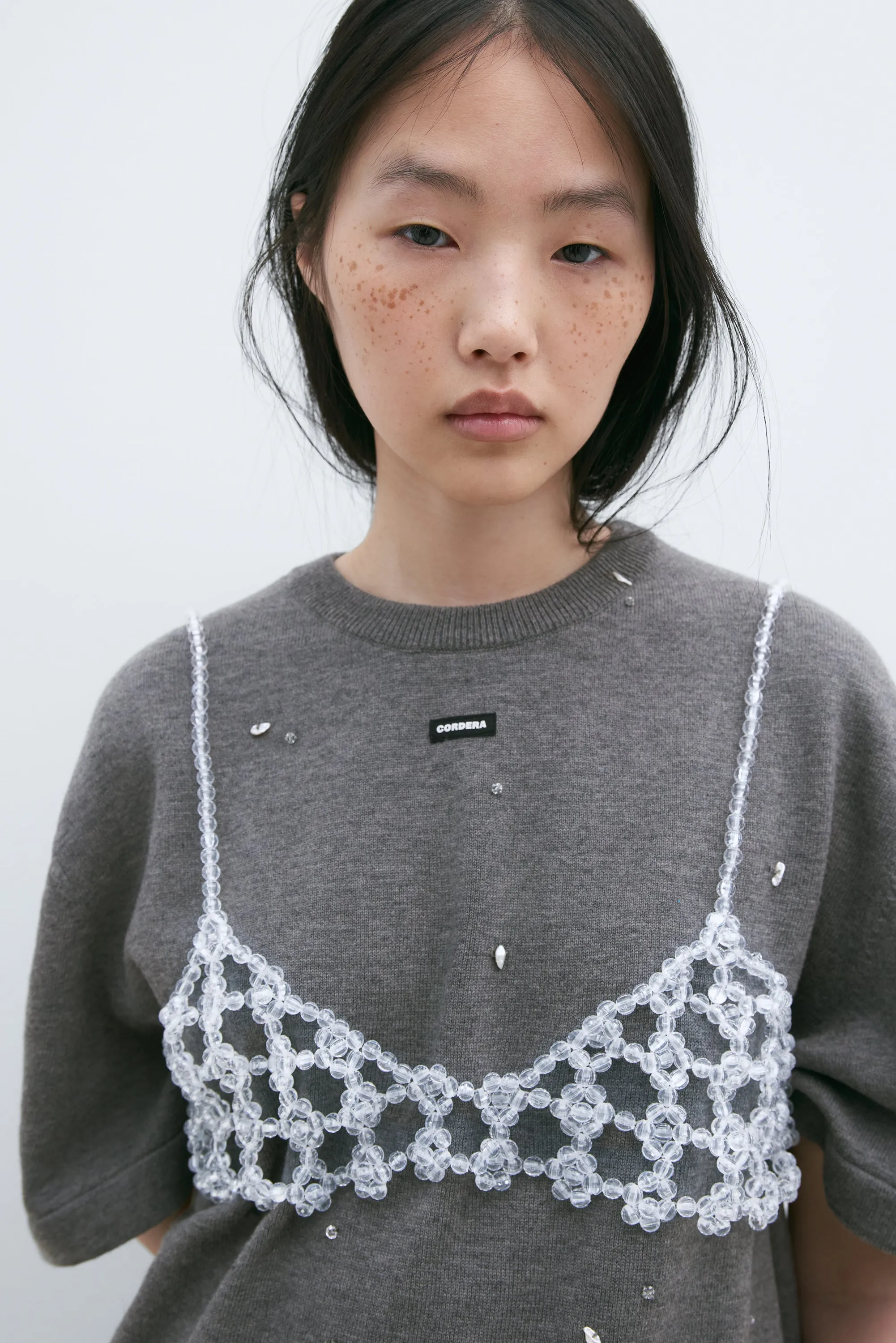 MERINO WOOL BEADED T-SHIRT GREY sold by Cordera product image thumbnail 3