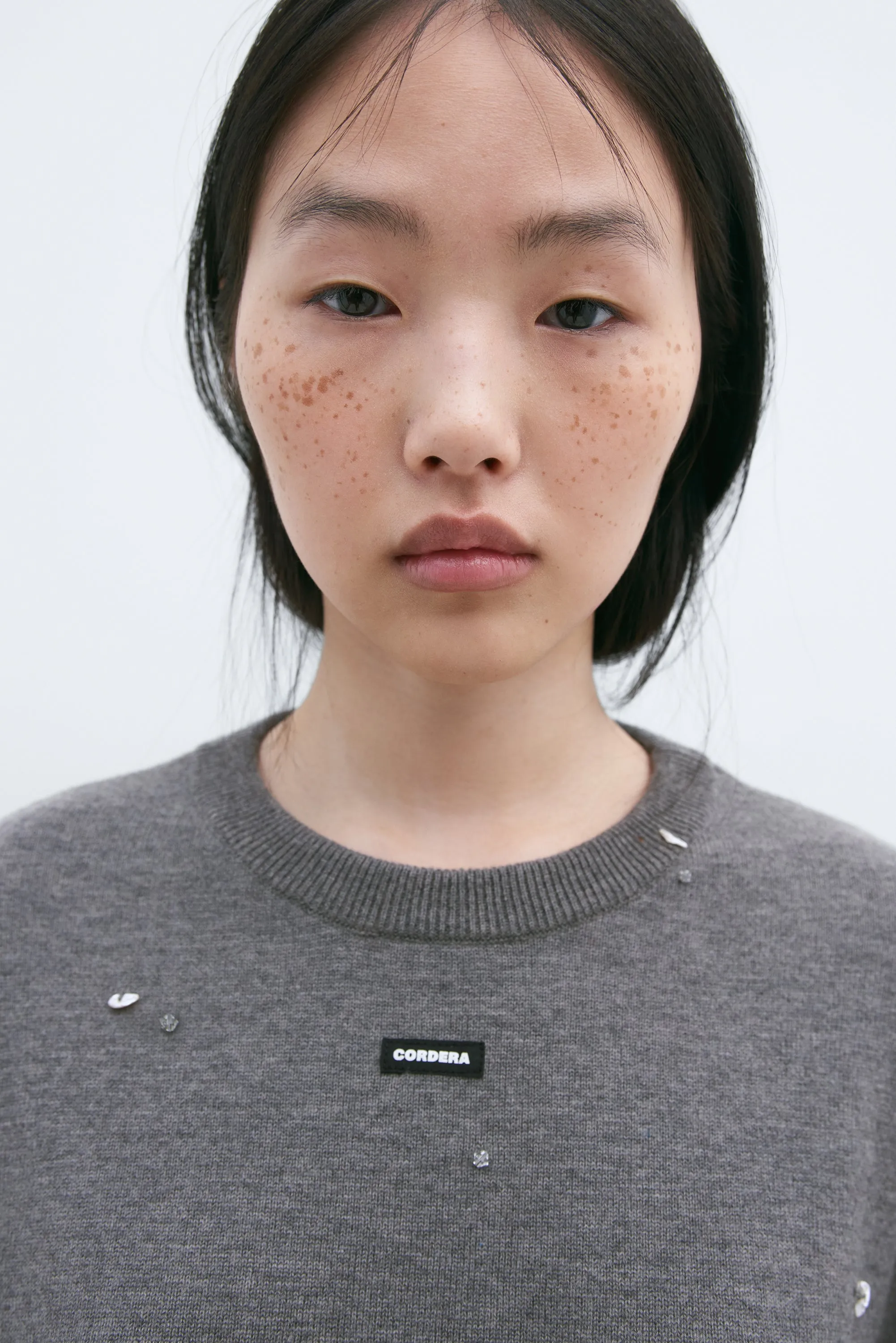 MERINO WOOL BEADED T-SHIRT GREY sold by Cordera