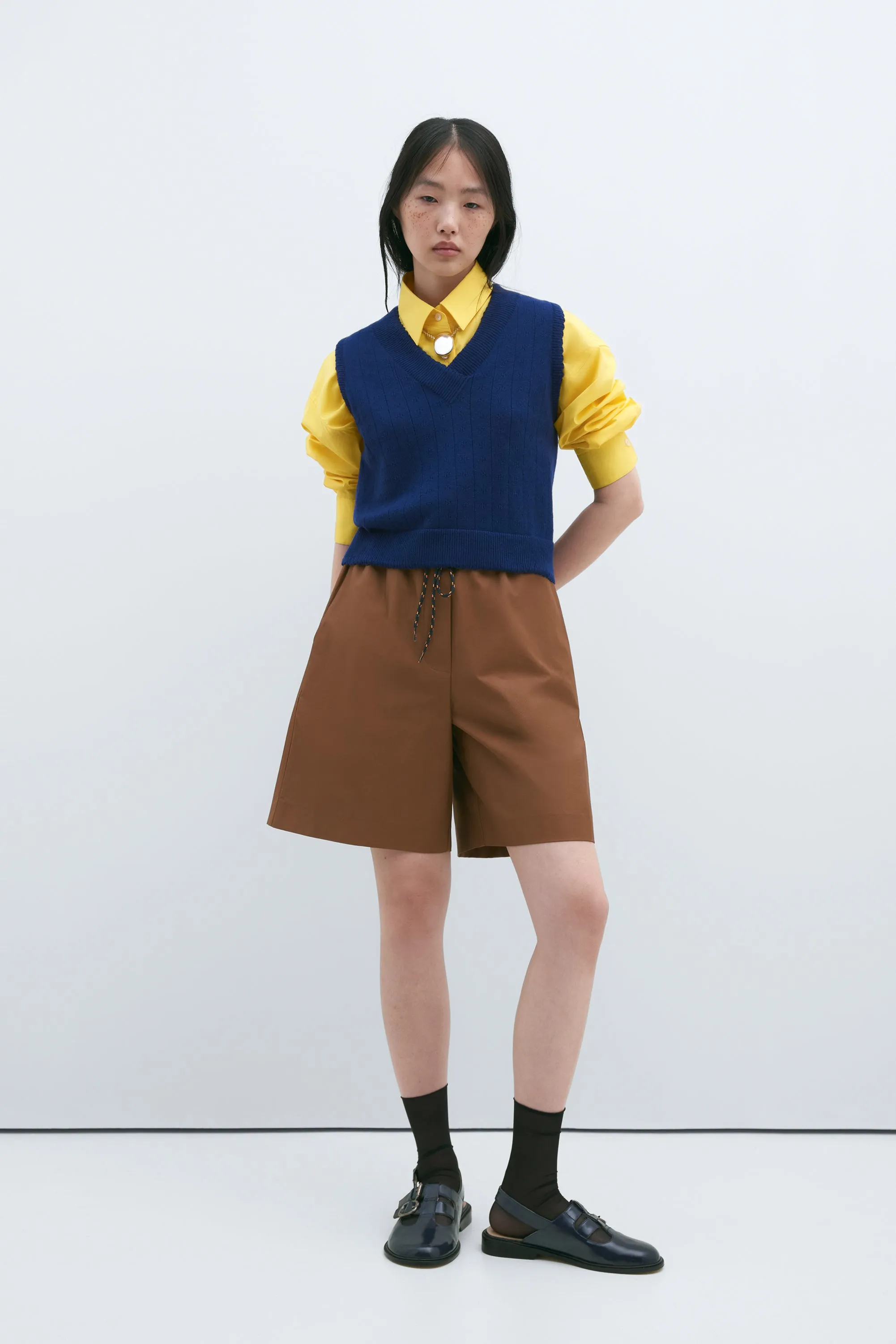 MERINO POINTELLE WAISTCOAT PRUSSIAN BLUE sold by Cordera