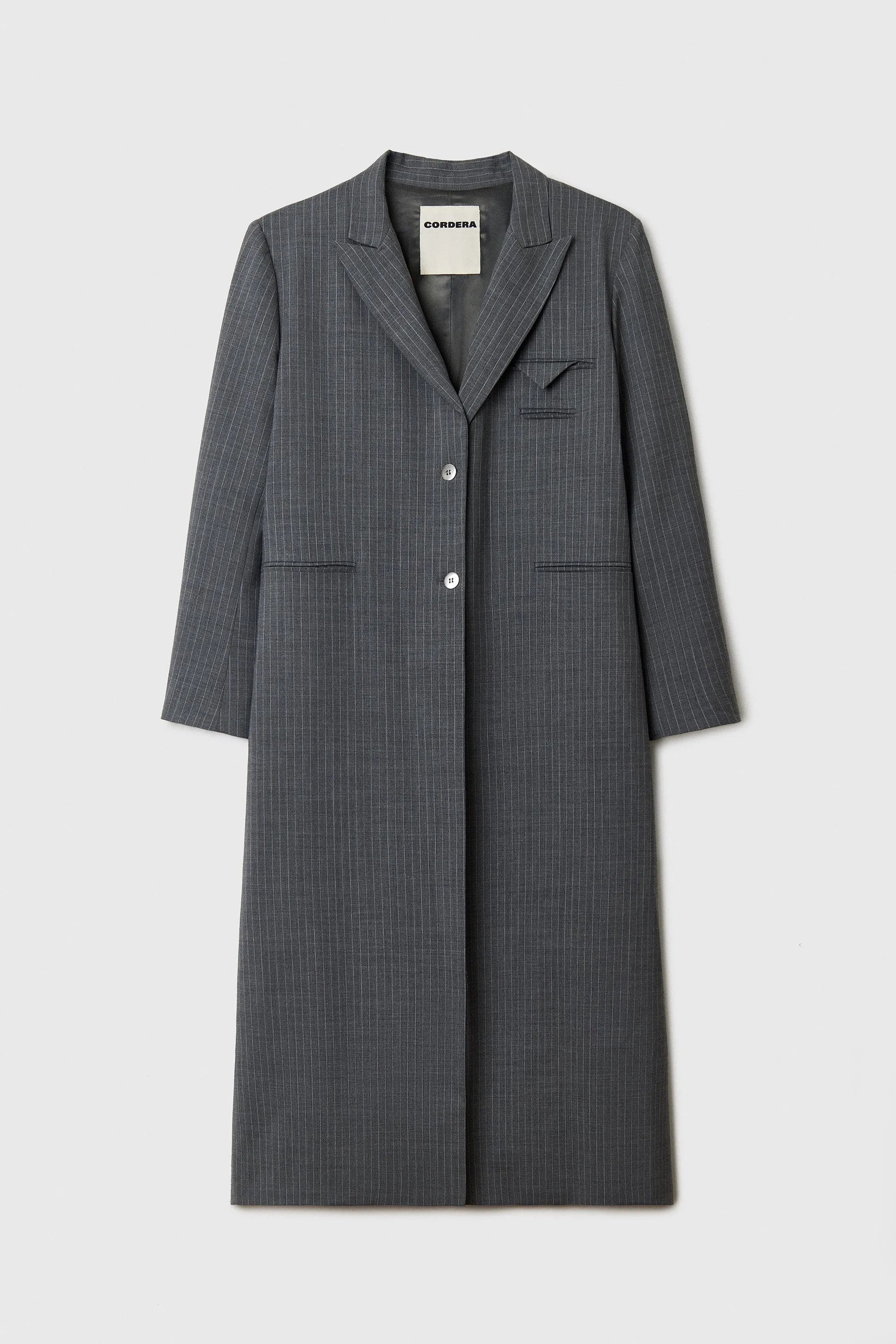 LONG WOOL COAT PINSTRIPE GREY sold by Cordera product image thumbnail 5
