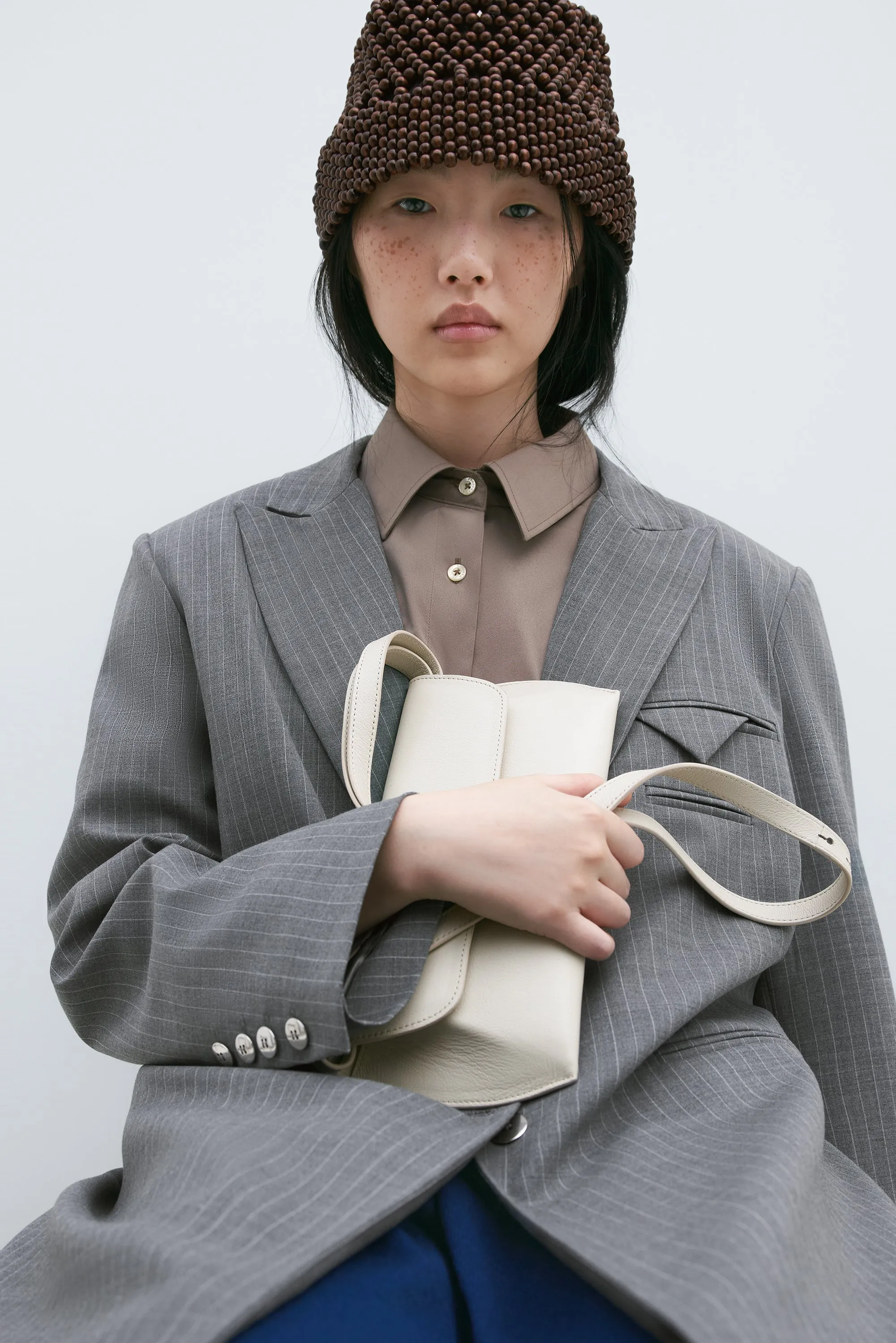 LONG WOOL COAT PINSTRIPE GREY sold by Cordera product image thumbnail 3
