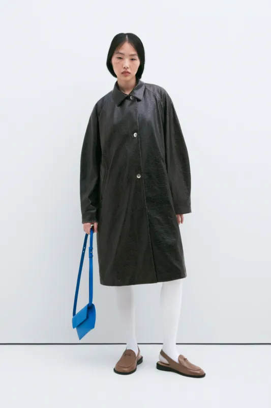 FAUX SCRATCHED LEATHER COAT made by Cordera