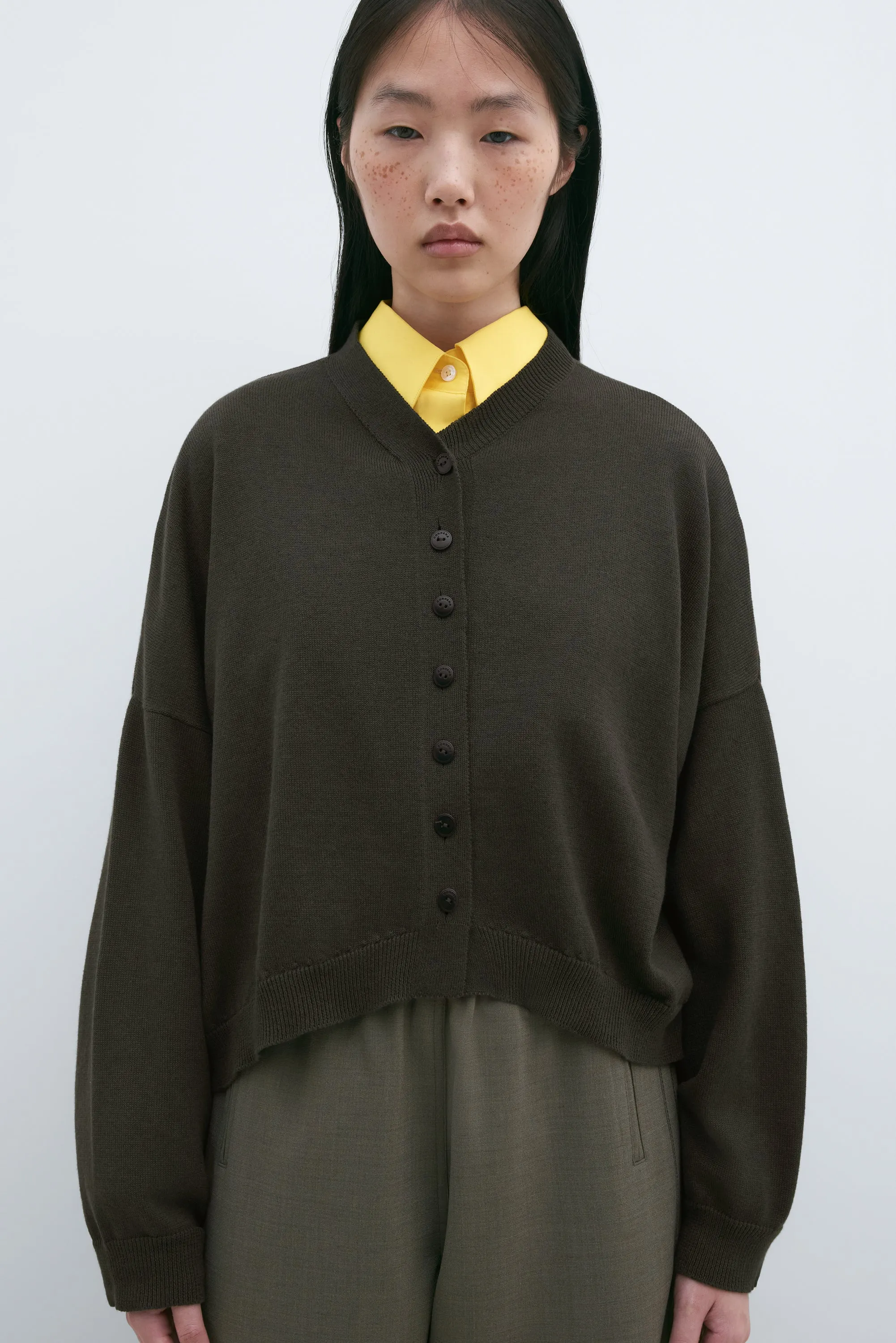 COTTON & CASHMERE CARDIGAN DARK MOSS sold by Cordera