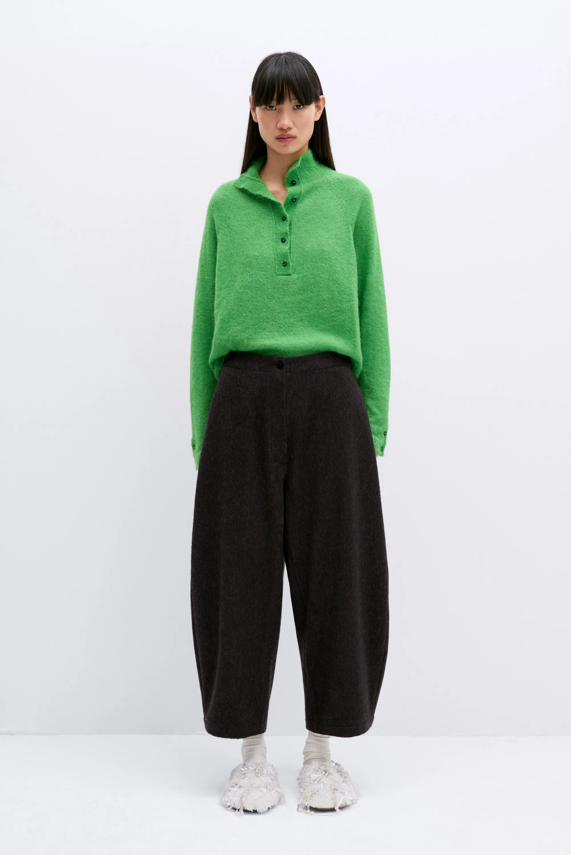 WOOL CURVED PANTS JAVA sold by Cordera