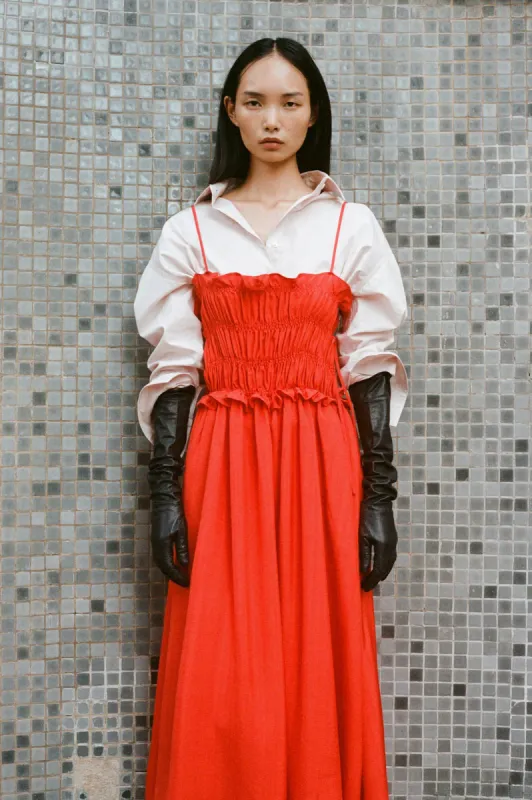 VISCOSE GATHERED DRESS CORAL sold by Cordera