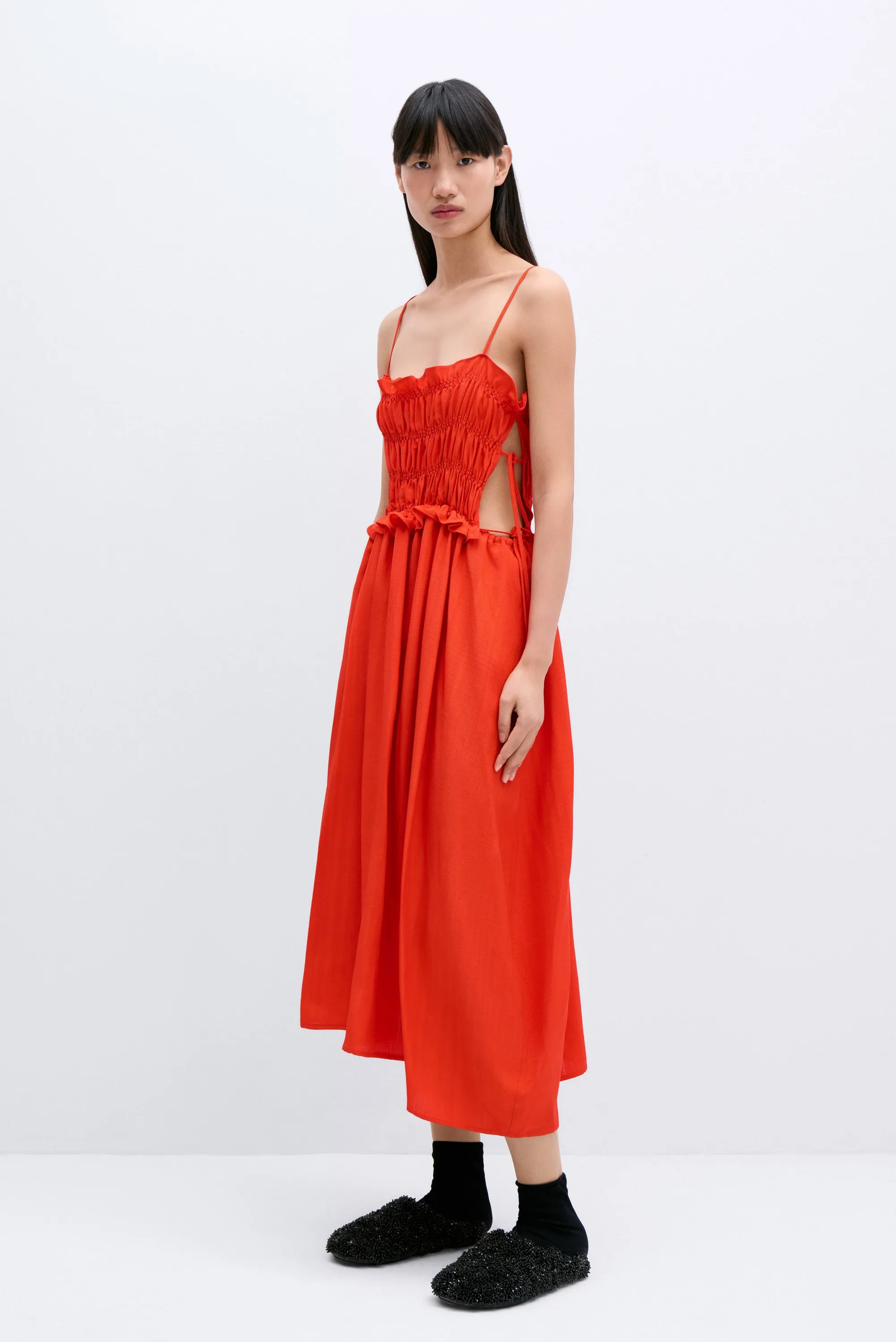 VISCOSE GATHERED DRESS CORAL sold by Cordera product image thumbnail 3