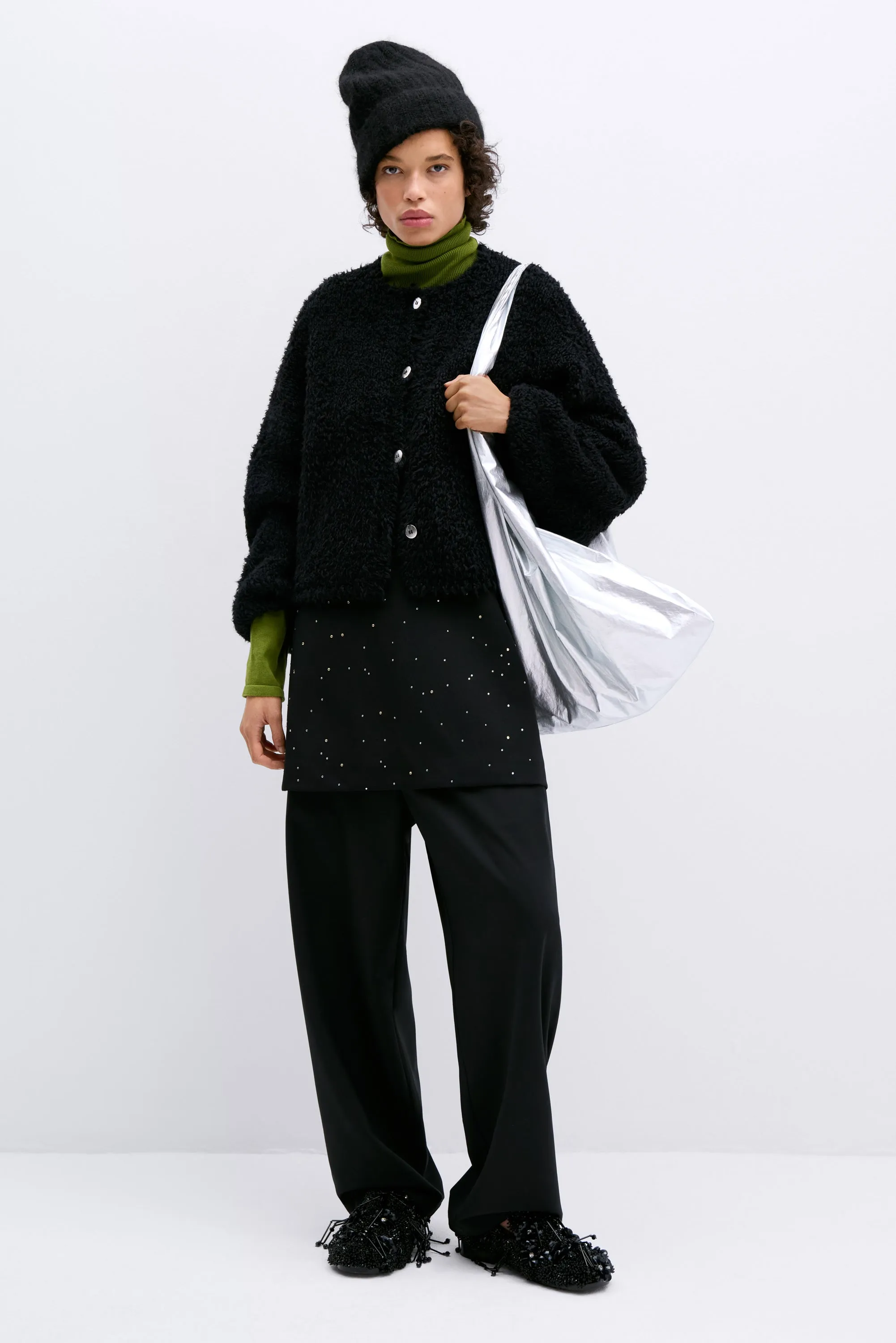 TEDDY CROPPED CARDIGAN BLACK sold by Cordera product image thumbnail 4