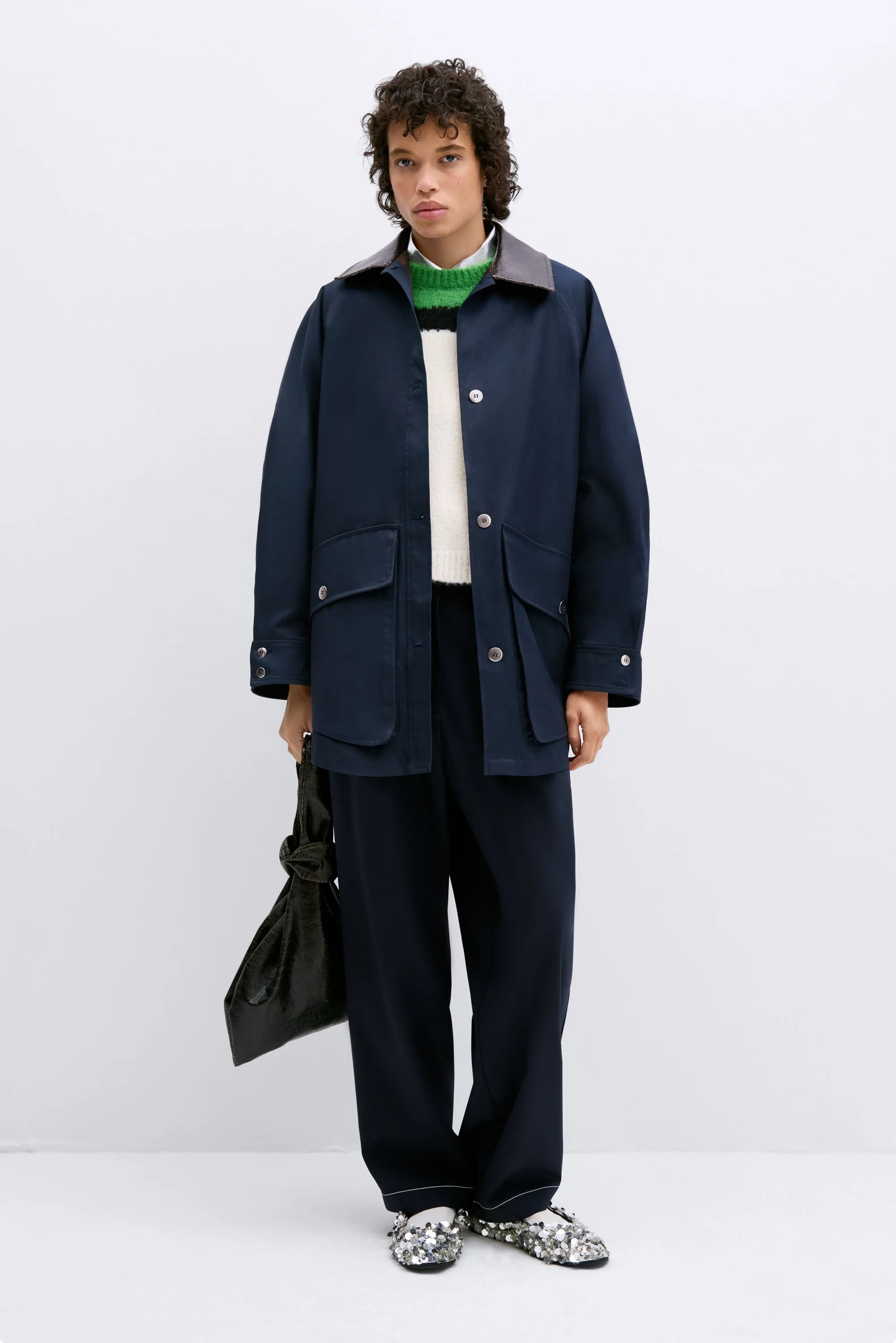 SHORT TRENCH COAT NAVY sold by Cordera