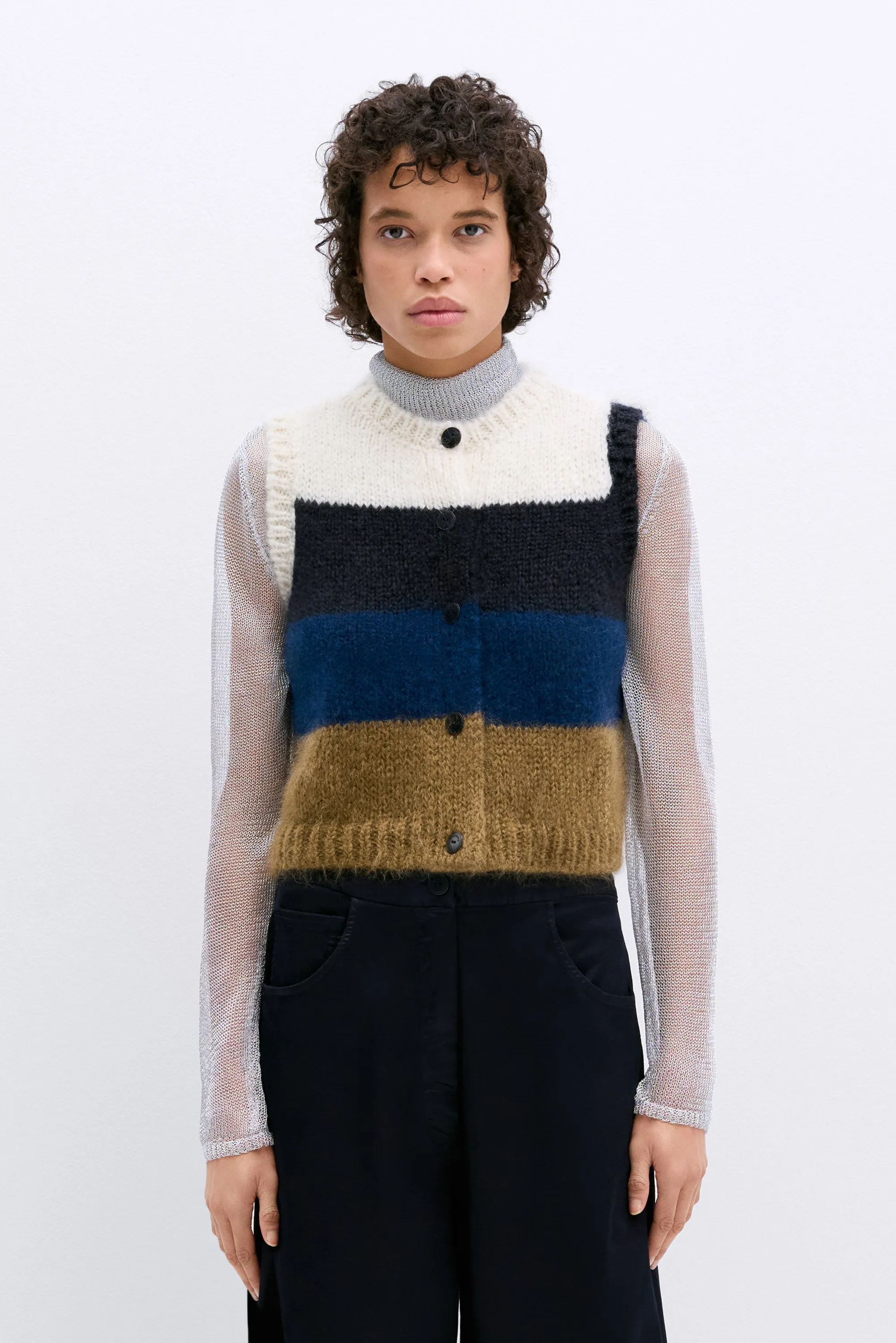 ALPACA & MOHAIR STRIPED WAISTCOAT sold by Cordera