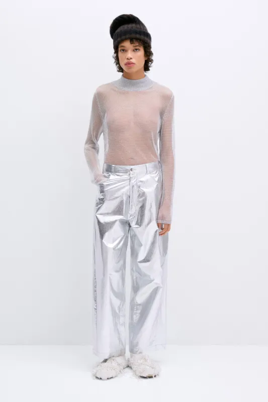 COTTON & SILK PANTS SILVER made by Cordera