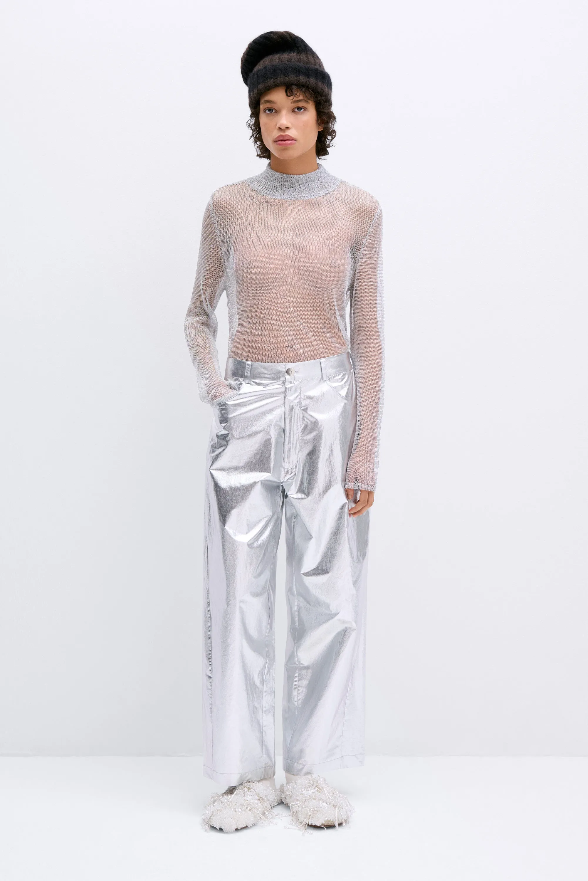 COTTON & SILK PANTS SILVER sold by Cordera