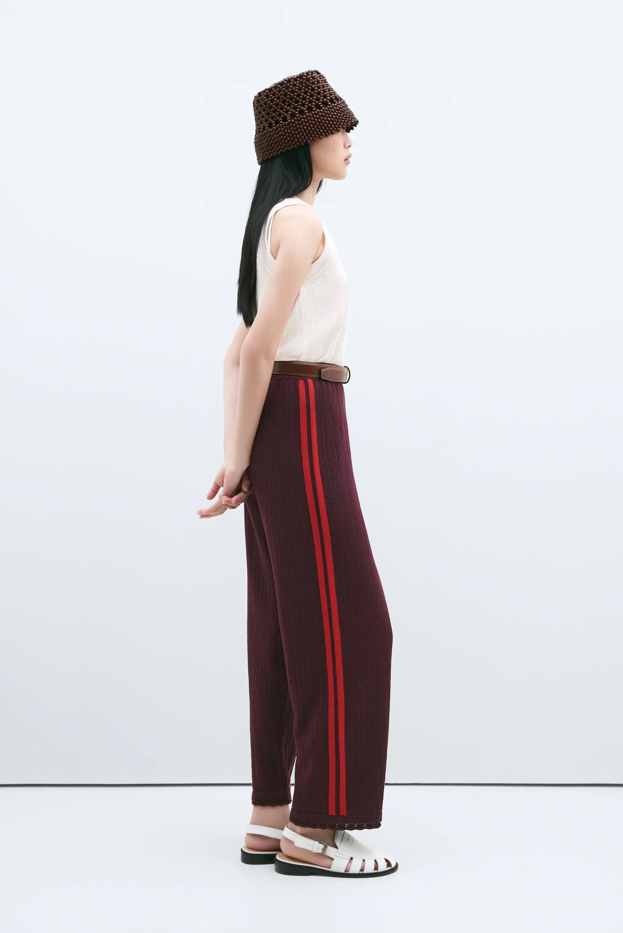 MERINO POINTELLE PANTS BURGUNDY sold by Cordera product image thumbnail 2
