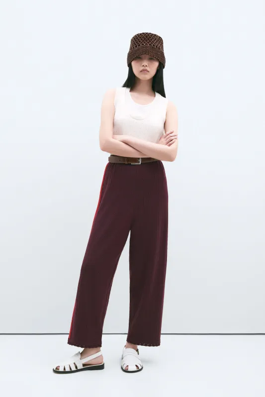 MERINO POINTELLE PANTS BURGUNDY made by Cordera