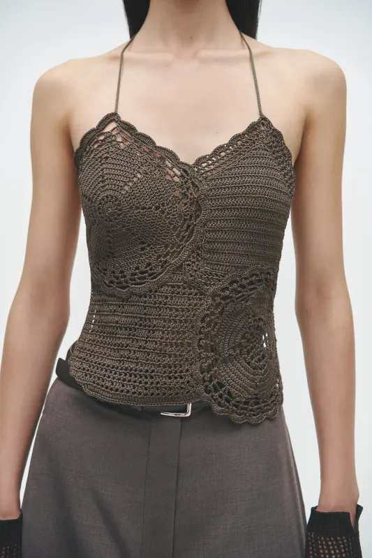 HANDMADE CROCHET TOP BROWN sold by Cordera