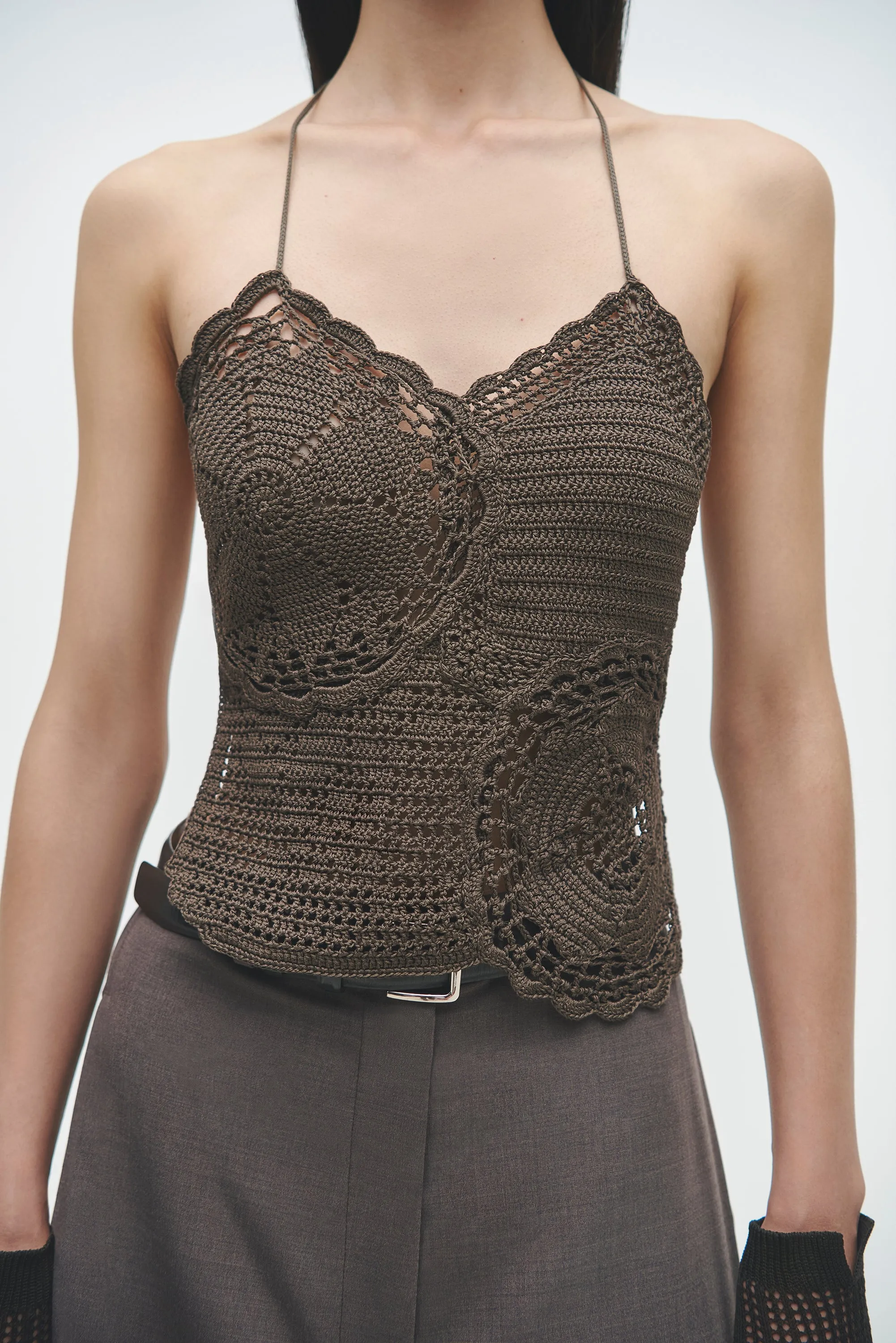 HANDMADE CROCHET TOP BROWN sold by Cordera