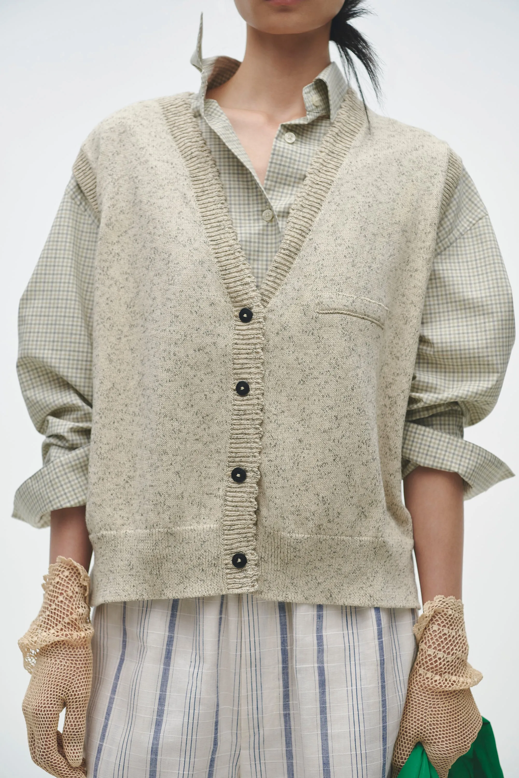 FLECKED COTTON WAISTCOAT NATURAL sold by Cordera product image thumbnail 2