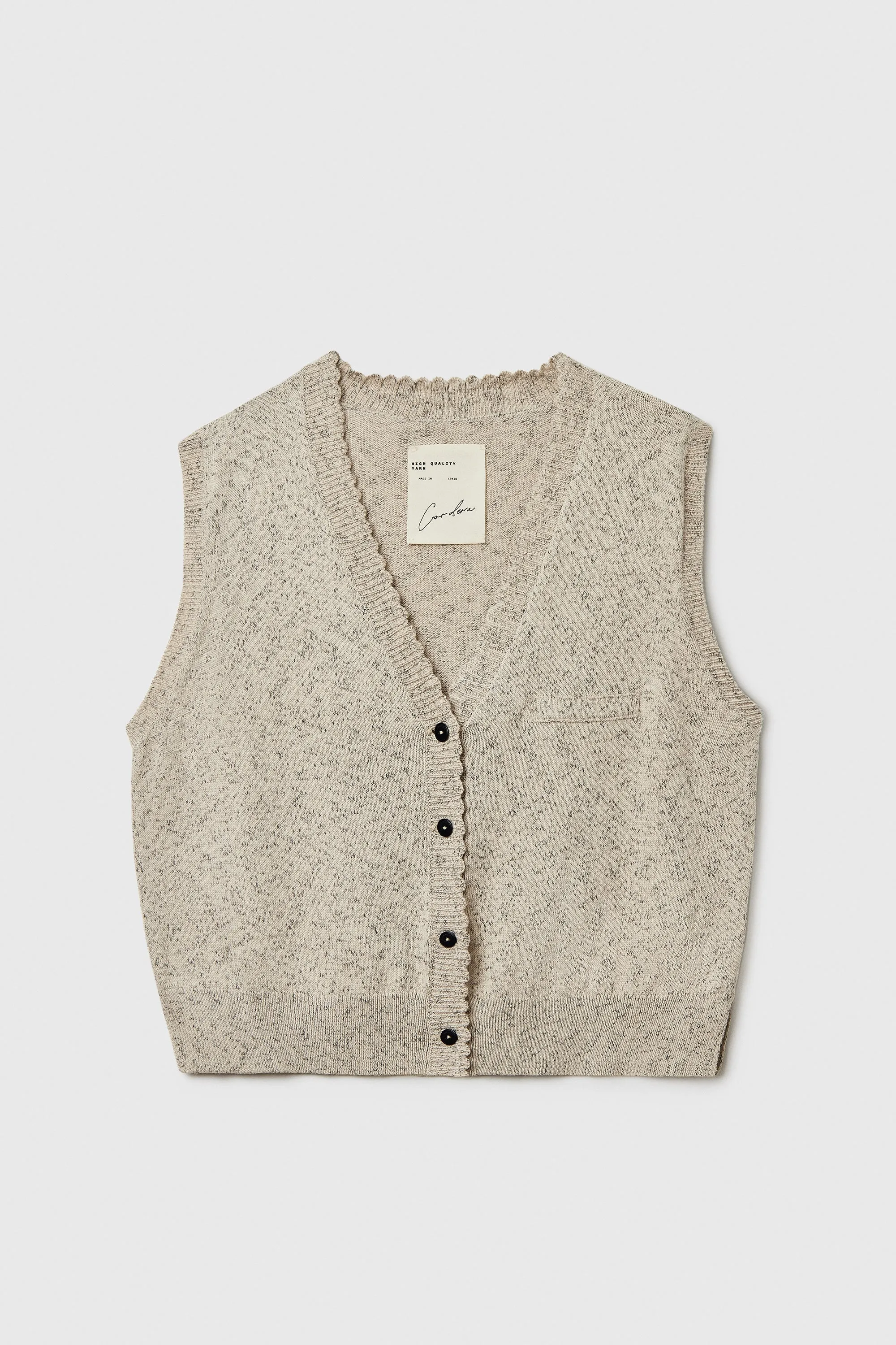 FLECKED COTTON WAISTCOAT NATURAL sold by Cordera product image thumbnail 5