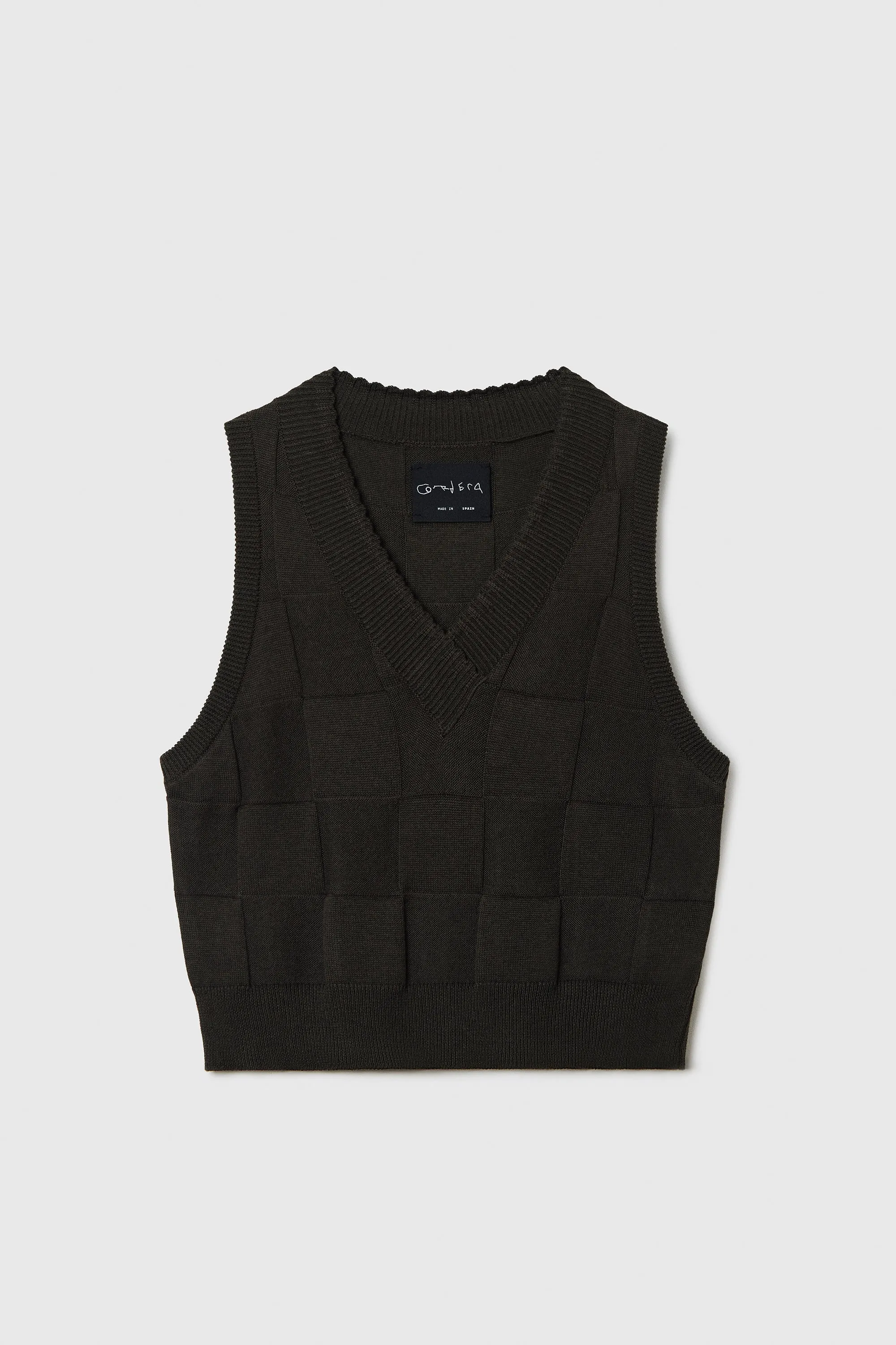 CHECKERED COTTON & CASHMERE WAISTCOAT DARK MOSS sold by Cordera product image thumbnail 4
