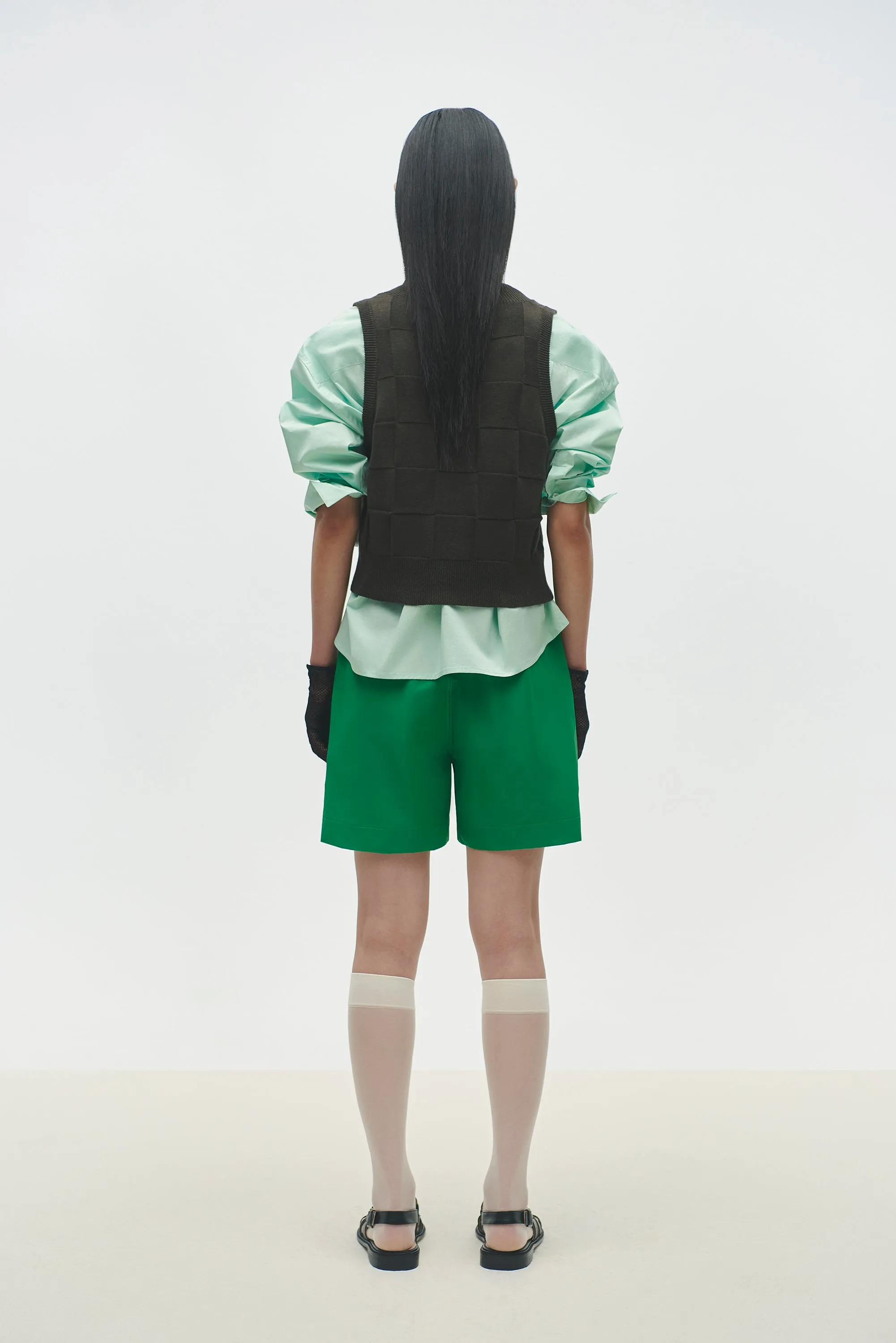 CHECKERED COTTON & CASHMERE WAISTCOAT DARK MOSS sold by Cordera product image thumbnail 3