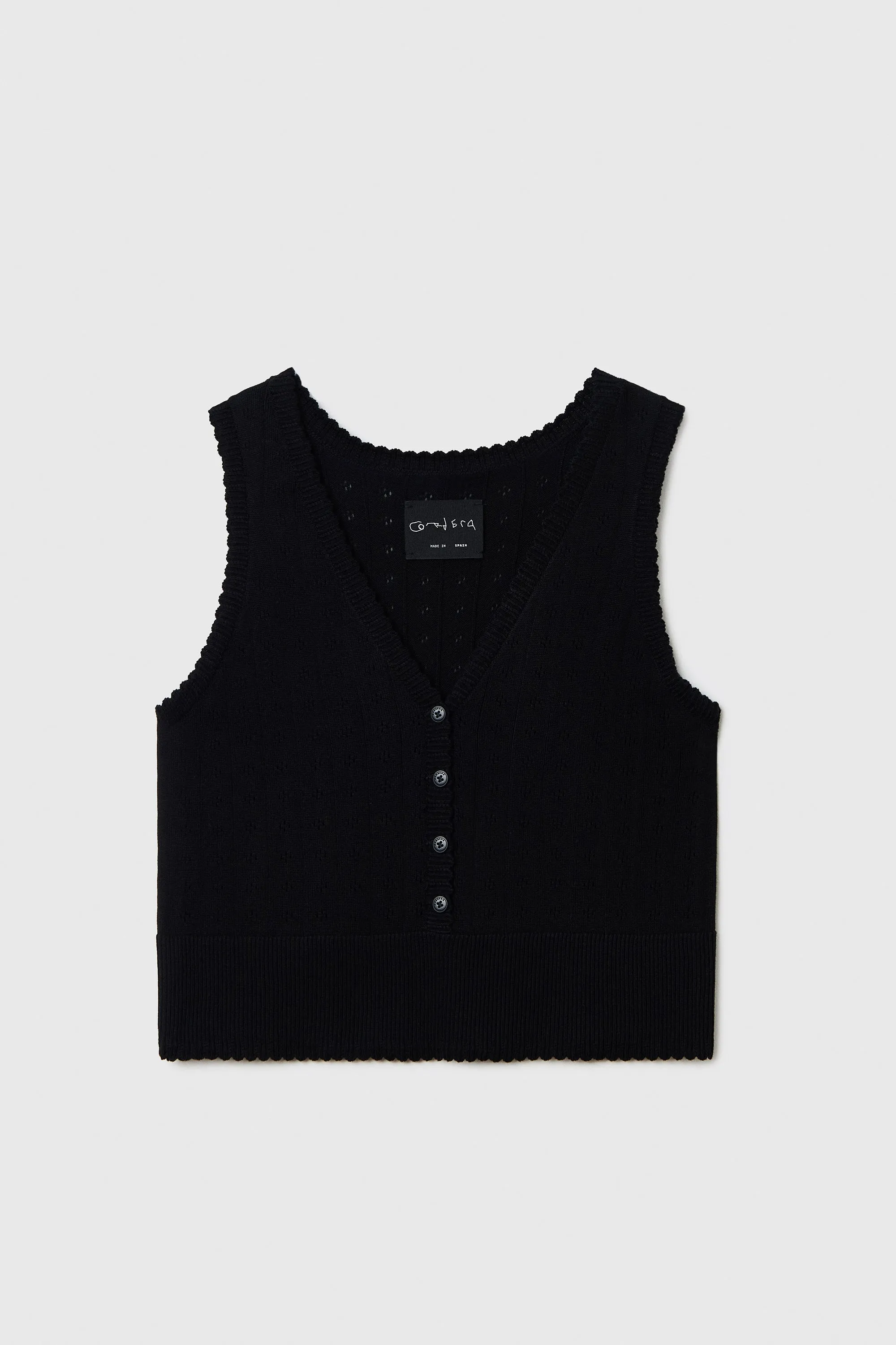 ORGANIC COTTON POINTELLE WAISTCOAT BLACK sold by Cordera product image thumbnail 4