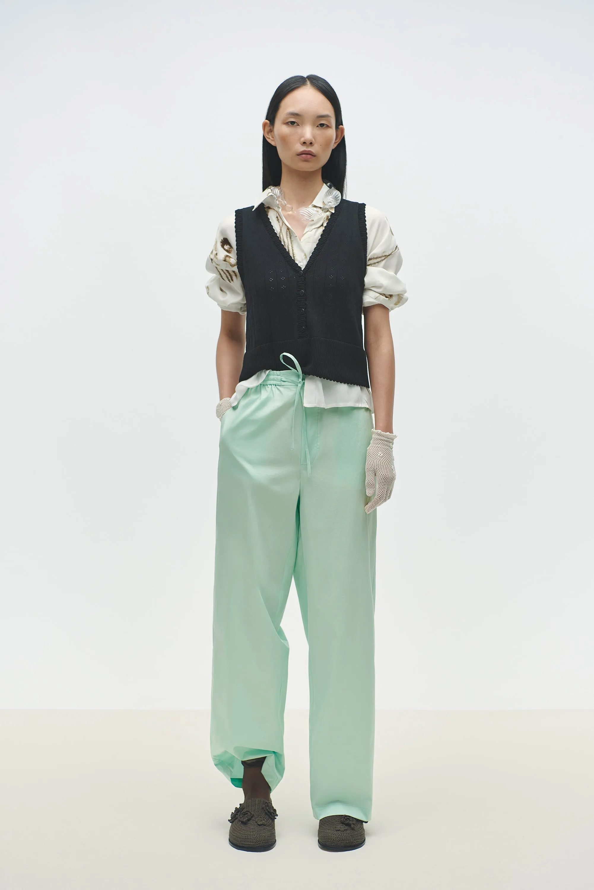 ORGANIC COTTON POINTELLE WAISTCOAT BLACK sold by Cordera