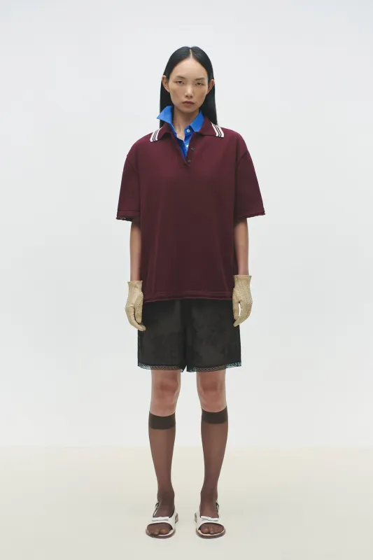 ORGANIC COTTON POINTELLE POLO BURGUNDY sold by Cordera